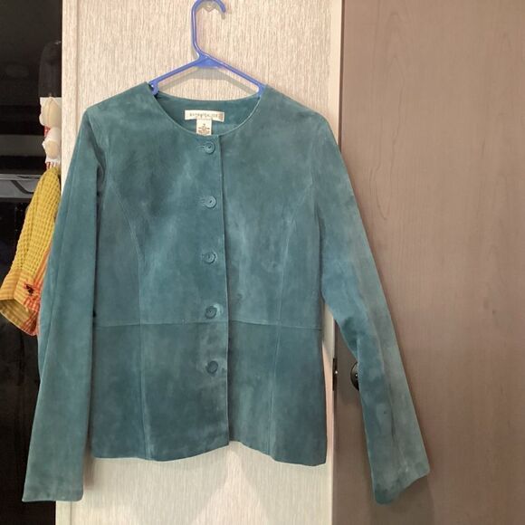 Pursuits, Ltd. Brand Women’s Size 12 Teal Colored Fully Lined Leather Jacket - Picture 1 of 11